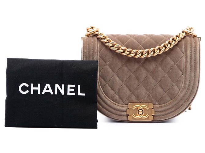 Borsa Messenger Boy Chanel in velluto matelassé marrone, piccola Marrone chiaro - vista 7