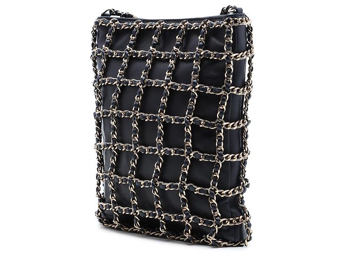 Chanel Black Lambskin Chain Frame Crossbody Nero - vista 2