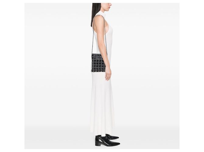 Chanel Black Lambskin Chain Frame Crossbody Nero - vista 6