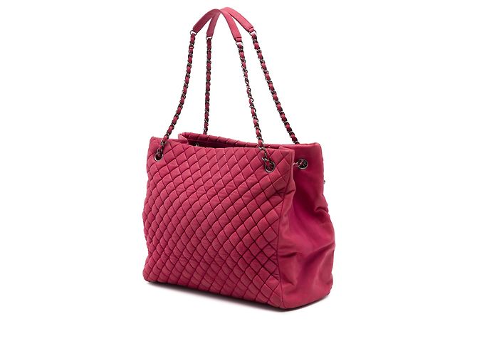 Chanel Red Large Quilted Iridescent Calfskin New Bubble Tote Rosso - vista 2