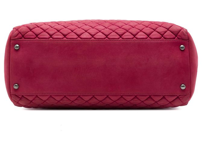 Chanel Red Large Quilted Iridescent Calfskin New Bubble Tote Rosso - vista 3