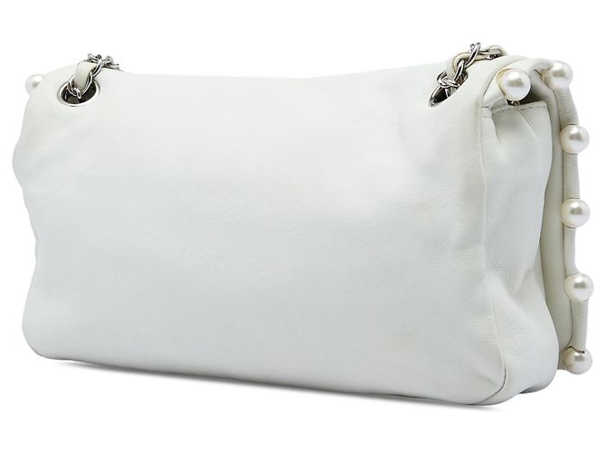 Chanel White Lambskin Pearl Obsession Flap Bianco Bianco sporco - vista 2