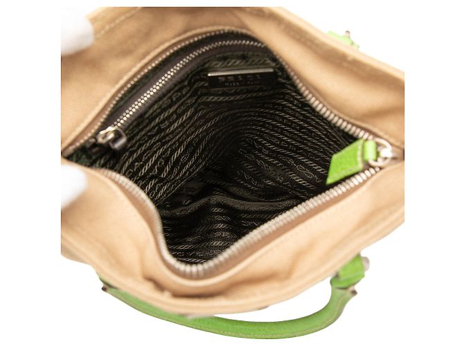 Bolso Tote Prada de lona Canapa beige con ribetes Cinghiale - vista 4