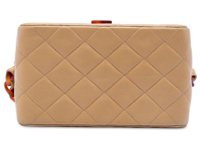 Vanity Bolso Box Chanel Beige CC de piel de cordero acolchada efecto carey - vista 3