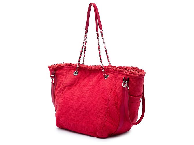 Borsa Tote Chanel Red CC Fringe Canvas Rosso - vista 2