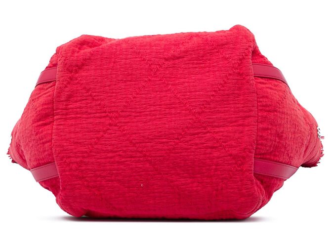 Borsa Tote Chanel Red CC Fringe Canvas Rosso - vista 3