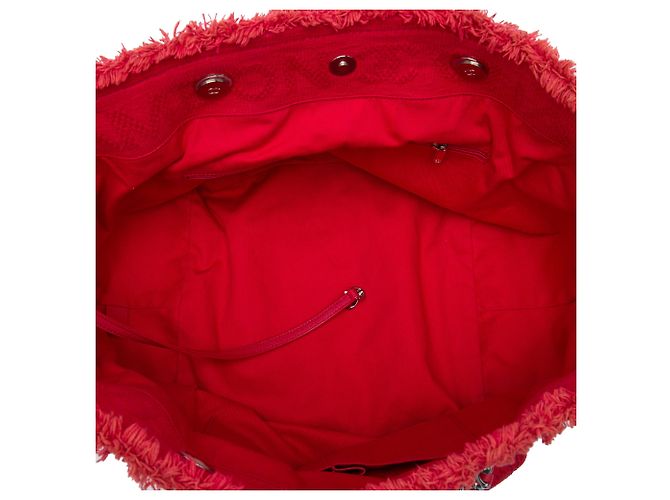 Borsa Tote Chanel Red CC Fringe Canvas Rosso - vista 4
