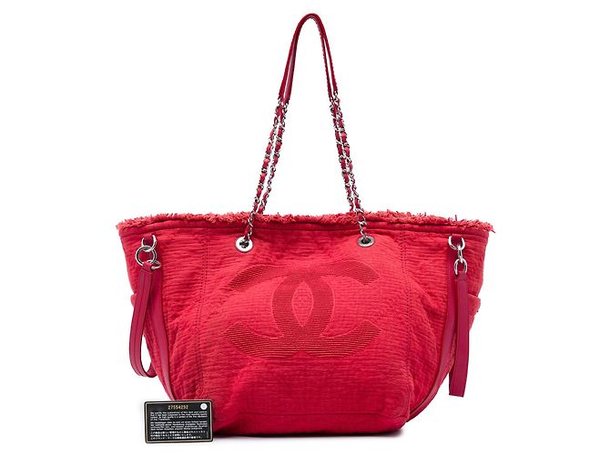 Borsa Tote Chanel Red CC Fringe Canvas Rosso - vista 6