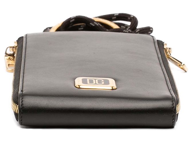 Cartera con correa y placa de logotipo en piel de becerro negra Dolce & Gabbana Negro - vista 3