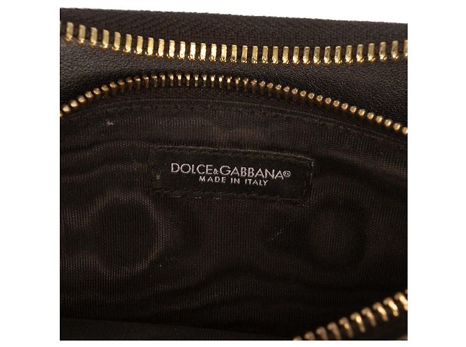 Cartera con correa y placa de logotipo en piel de becerro negra Dolce & Gabbana Negro - vista 6