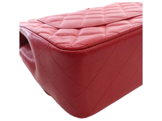 Chanel Red Jumbo Classic Caviar Double Flap Rosso - vista 10