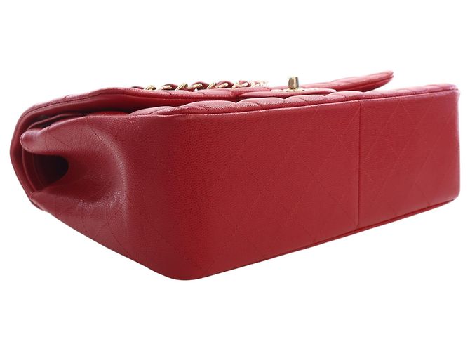 Chanel Red Jumbo Classic Caviar Double Flap Rosso - vista 12