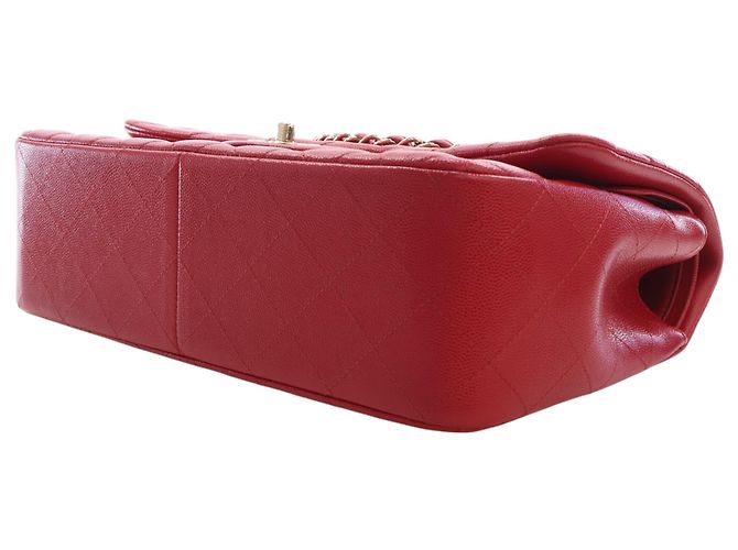 Chanel Red Jumbo Classic Caviar Double Flap Rosso - vista 13