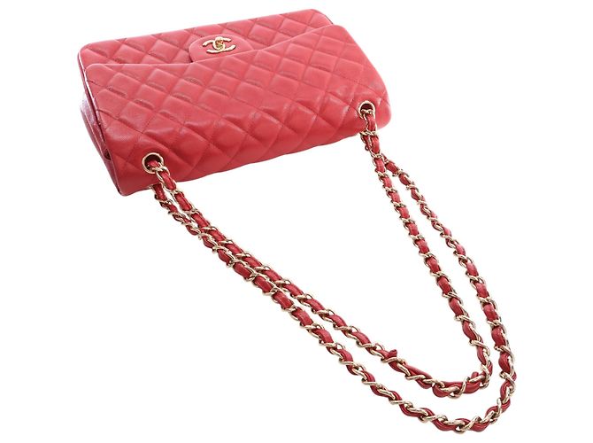 Chanel Red Jumbo Classic Caviar Double Flap Rosso - vista 14
