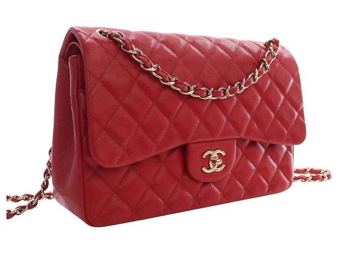 Chanel Red Jumbo Classic Caviar Double Flap Rosso - vista 2