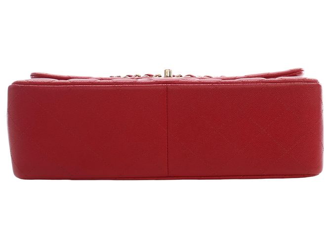 Chanel Red Jumbo Classic Caviar Double Flap Rosso - vista 5