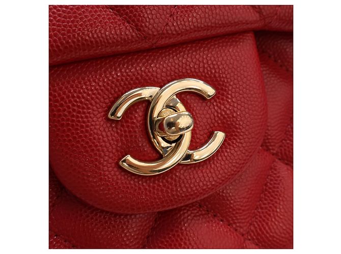 Chanel Red Jumbo Classic Caviar Double Flap Rosso - vista 7