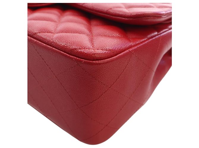 Chanel Red Jumbo Classic Caviar Double Flap Rosso - vista 9