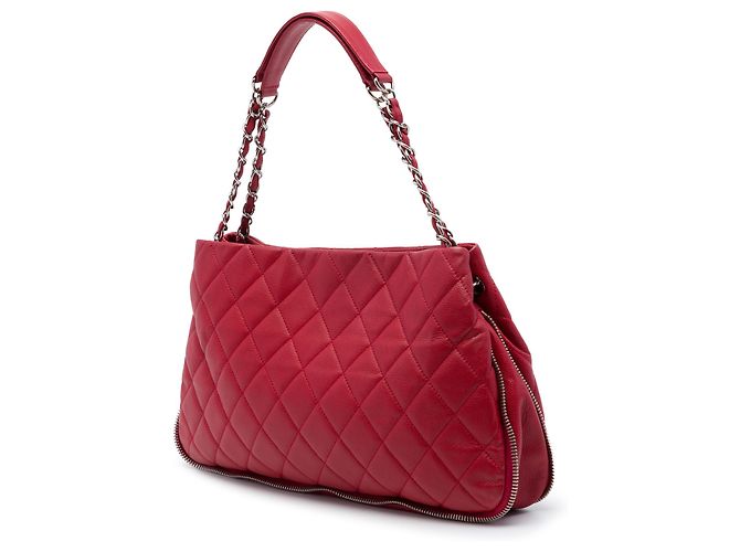 Chanel Red Quilted Caviar Expandable Zip Tote Rot - Ansicht 2