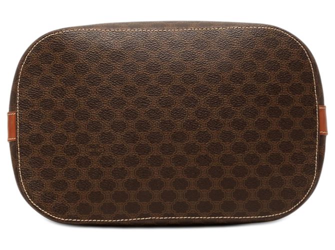 16 Céline Borsa bucket con coulisse Celine Brown Macadam Coated Canvas Marrone - vista 3