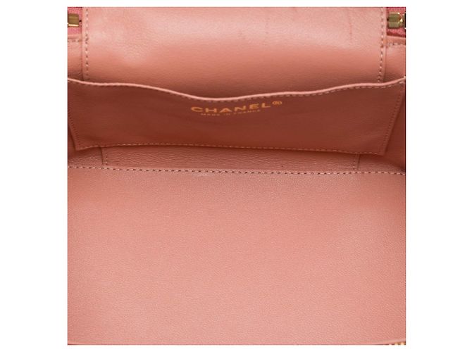 Chanel Vanity Case Knock On Wood in pelle d'agnello matelassé marrone Large Carne - vista 4