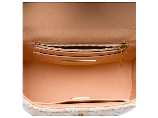Borsa Chanel Beige Mini Tweed Crush con manico superiore - vista 4