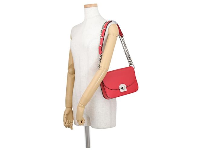 Borsa a spalla con catena Prada Rosso - vista 3