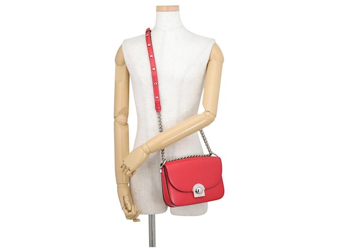 Borsa a spalla con catena Prada Rosso - vista 4