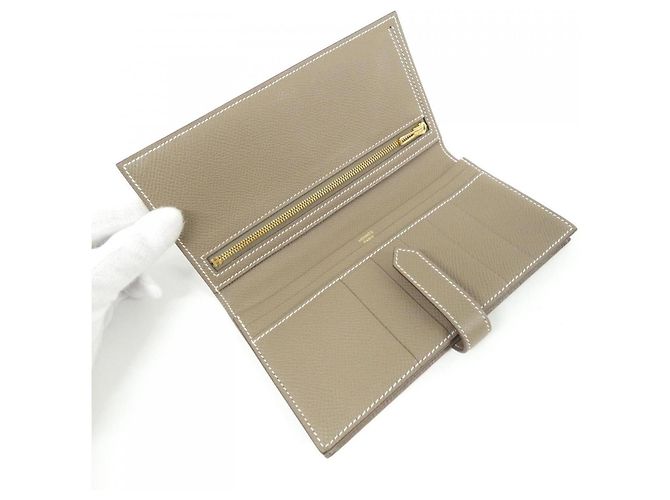 Hermès Hermes Bearn Soufflé Langbeutel Taupe - Ansicht 5