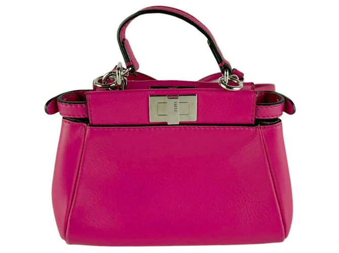 Borsa a tracolla Fendi Micro Peekaboo Rosa - vista 3