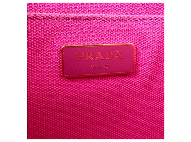 Borsa Prada in tela Canapa rosa - vista 13