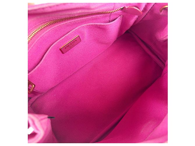 Borsa Prada in tela Canapa rosa - vista 5