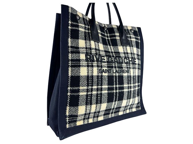Borsa Tote Saint Laurent Rive Gauche Nero Bianco - vista 10