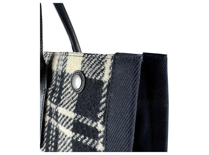 Borsa Tote Saint Laurent Rive Gauche Nero Bianco - vista 5