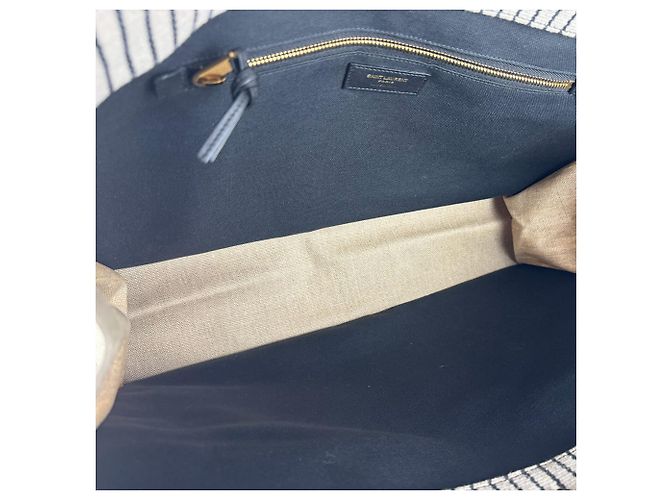 Borsa Tote Saint Laurent - Rive Gauche Nero Beige Crudo - vista 11