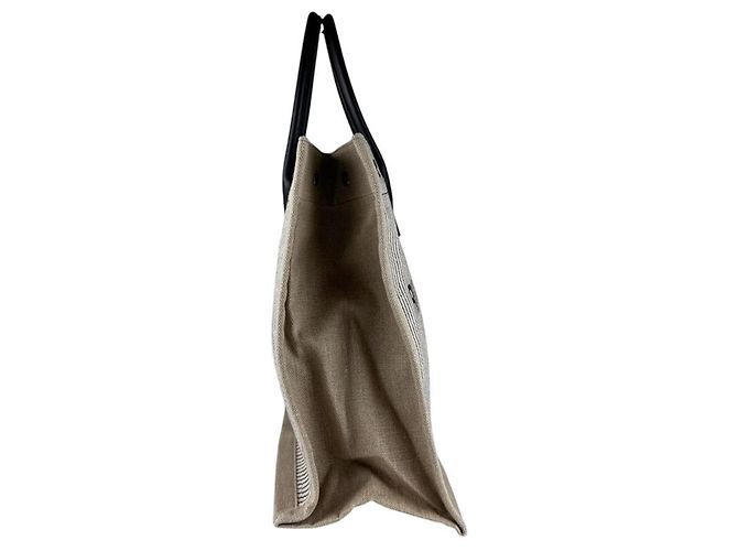 Borsa Tote Saint Laurent - Rive Gauche Nero Beige Crudo - vista 2