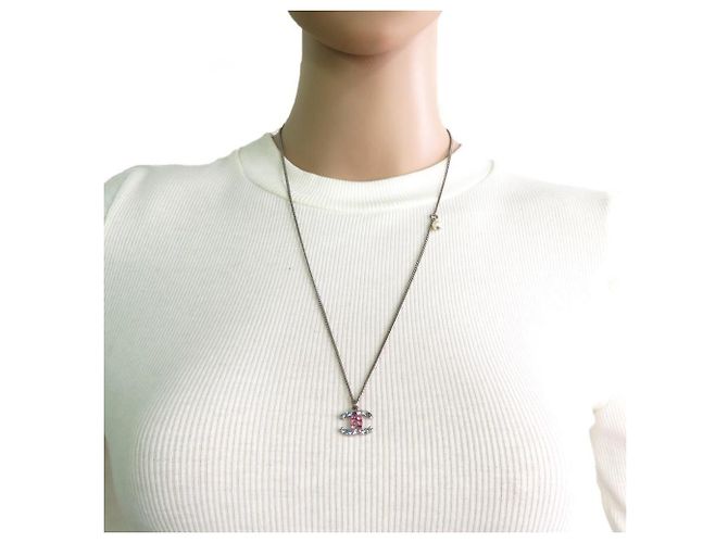 Chanel Halskette mit bunten Strasssteinen Silber Mehrfarben - Ansicht 8