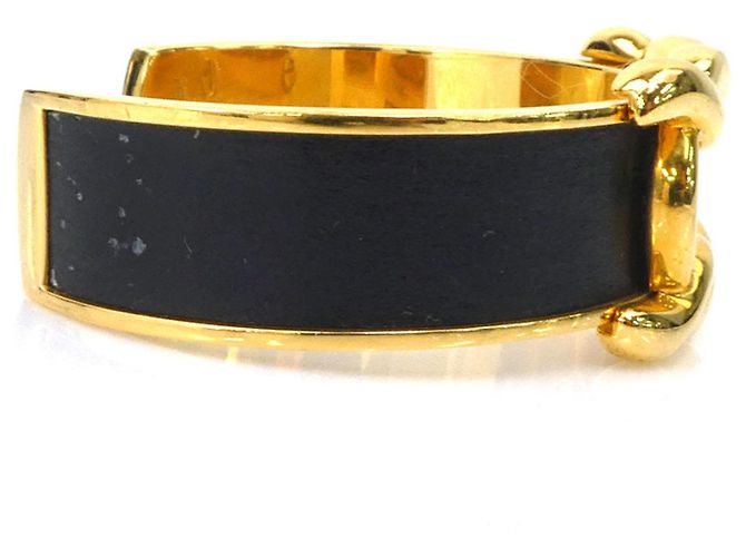 Hermès Bracciale Rigido in Pelle Nera e Oro Hermes Nero D'oro - vista 2