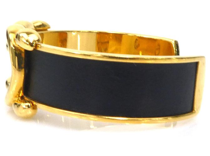 Hermès Bracciale Rigido in Pelle Nera e Oro Hermes Nero D'oro - vista 4