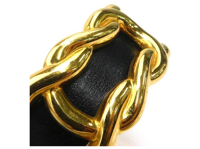 Hermès Bracciale Rigido in Pelle Nera e Oro Hermes Nero D'oro - vista 8