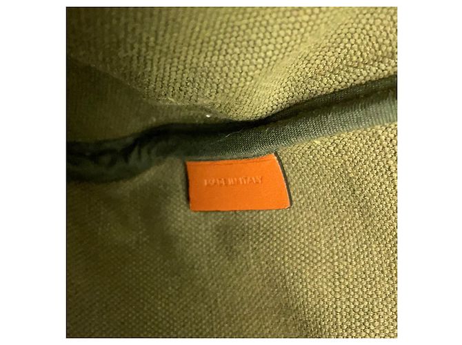 Céline Borsa Boston Celine in tela e pelle Brown Khaki Marrone Cachi - vista 16