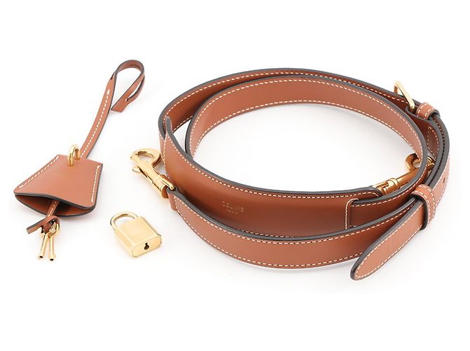 Céline Borsa Boston Celine in tela e pelle Brown Khaki Marrone Cachi - vista 17