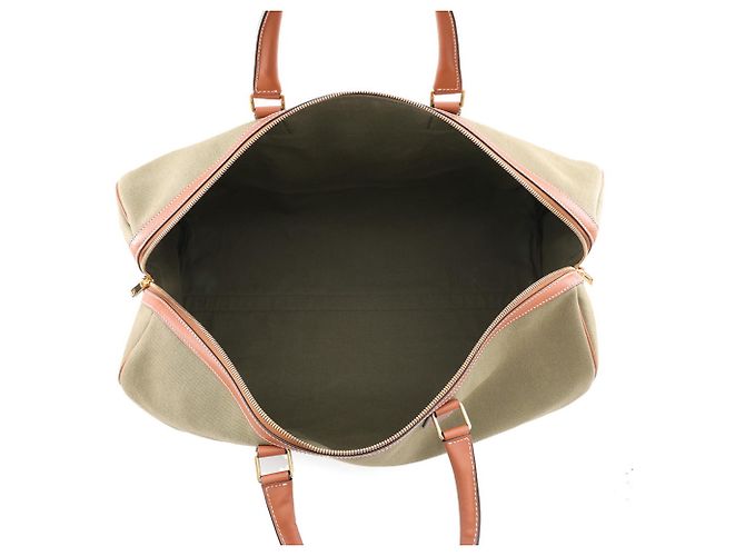 Céline Borsa Boston Celine in tela e pelle Brown Khaki Marrone Cachi - vista 4