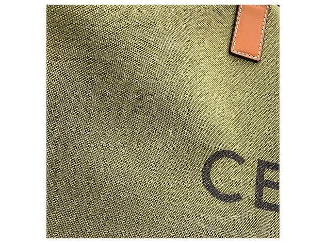 Céline Borsa Boston Celine in tela e pelle Brown Khaki Marrone Cachi - vista 5