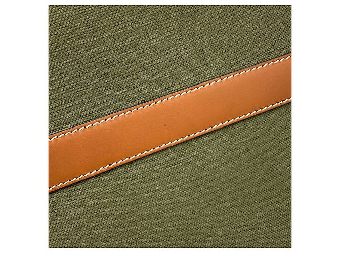 Céline Borsa Boston Celine in tela e pelle Brown Khaki Marrone Cachi - vista 7