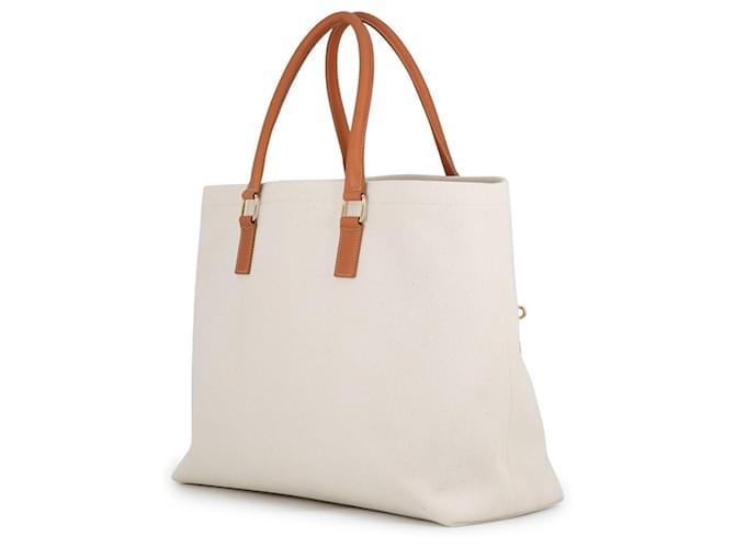 Céline Celine Horizontal Cabas Canvas Tragetasche Braun Roh - Ansicht 2