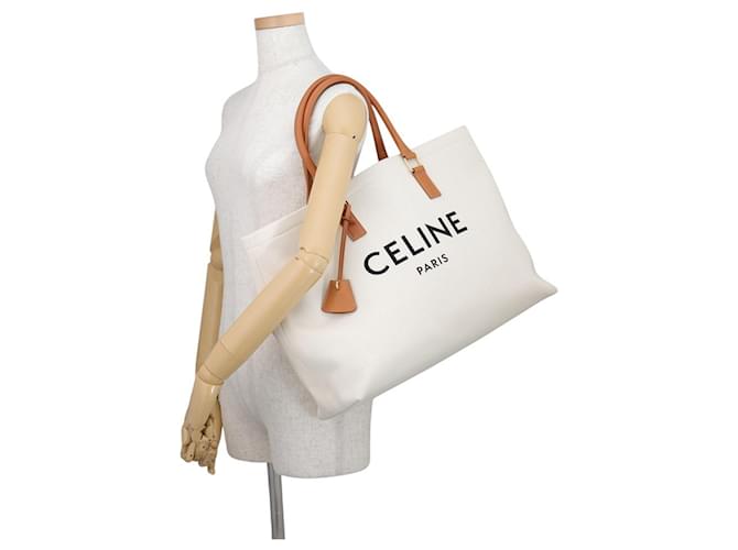 Céline Celine Horizontal Cabas Canvas Tragetasche Braun Roh - Ansicht 4