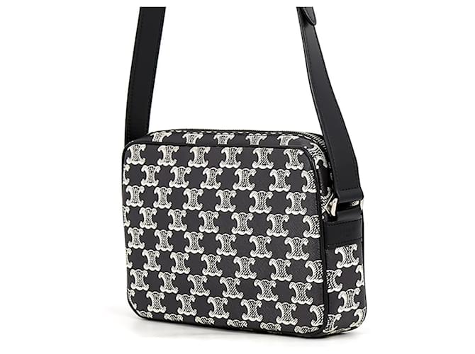Céline Celine Triomphe Horizontal Medium Schultertasche Schwarz Weiß - Ansicht 2