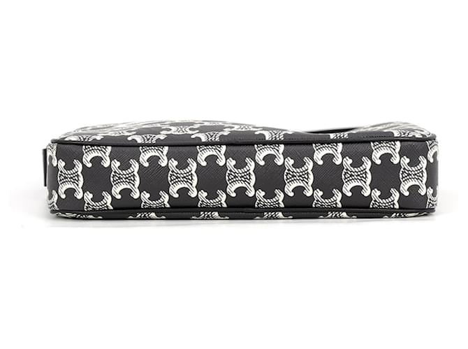 Céline Celine Triomphe Horizontal Medium Schultertasche Schwarz Weiß - Ansicht 3