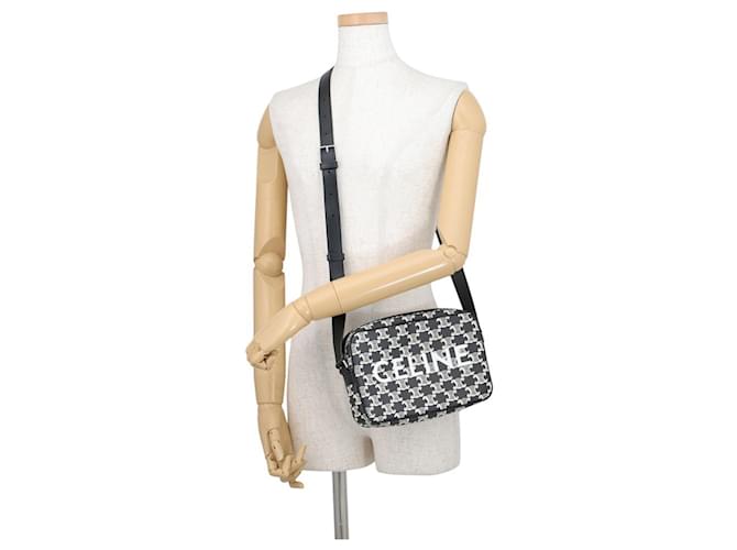 Céline Celine Triomphe Horizontal Medium Schultertasche Schwarz Weiß - Ansicht 4